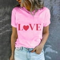 thumbnail image 4 of BLTIBY Valentine's Day Sweatshirts for Women Spring Summer Short Sleeve Crewneck Funny Love Heart Graphic Valentines Shirts Valentines Fashion Casual Pullover Tops Pink XL, 4 of 5