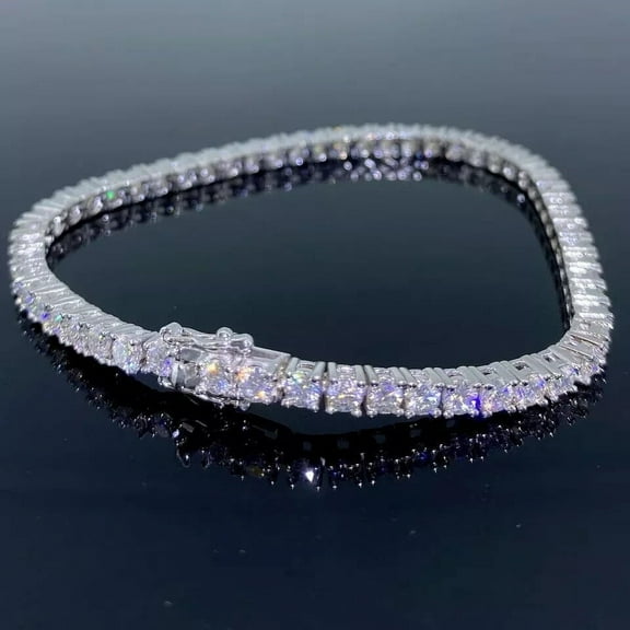 Gorgeous 3MM 12Ct Round Cut Lab Created Diamond Unisex Tennis Bracelet For Valentine Day Gift 14k White Gold Plated 7" inch