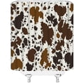 thumbnail image 3 of Milk Cow Print Shower Curtain, Brown Cowhide Funny Farm Animal Skin Milk Cow Print Vintage Western Rustic Farmhouse Creative Fabric Bathroom Decor Sets with Hooks, 3 of 3