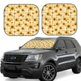 thumbnail image 2 of Daiia Coffee Plaid Sunflower 2PCS Car Windshield Sun Shade, Foldable Sun Shield for Car Front Window, Auto Sun Blocker Visor Protector Universal for Truck SUV Pickup-Medium, 2 of 7