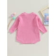 thumbnail image 4 of Caoirhny Infant Baby Girl Knitting Jumpsuit Flower Embroidery Round Neck Long Sleeve Romper for Fall Winter, 4 of 8