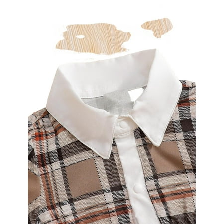 

Plaid Print Collar Shirt Short Sleeve Multicolor Baby Dresses (Baby s)
