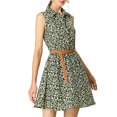thumbnail image 4 of INSPIRE CHIC Robe Sans Manches à Imprimé pour Femme à Demi-Patte de Boutonnage avec Ceinture, 4 of 6