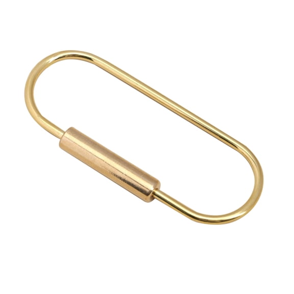 WINDLAND Brass Screw Lock Keychain Simple Brass Key Chain Ellipse D-Shape Keyring Key Holders Hardware Keyring Carabiner Clip