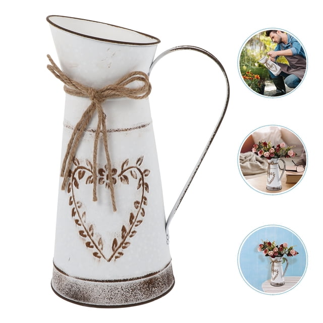 HORIALENCE Vintage Iron Flower Bucket Decorative Flower Holder 1Set