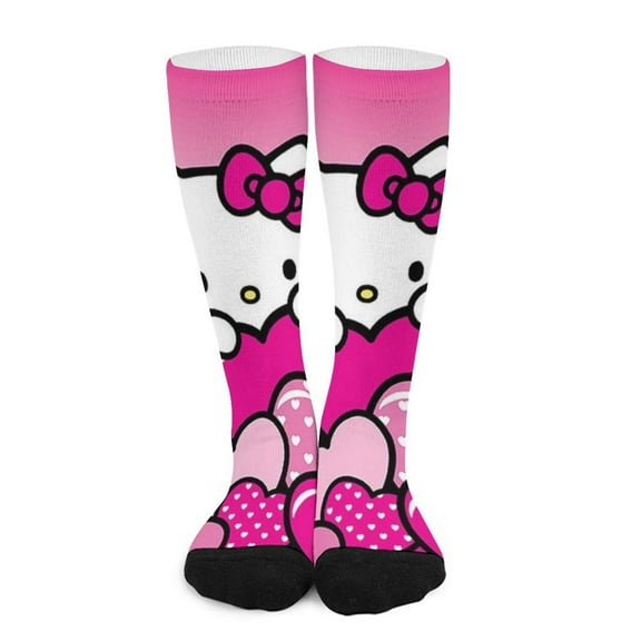 Hello Kitty Compression Socks For Women And Men Support Knee High Socks For Running Hiking Athletic Nursing