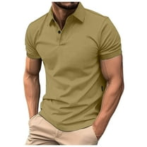 JLFKNG Men's Polo Shirts Short Sleeve Polo Shirts For Men Classic Solid Color Casual Slim Fit Golf Shirt Tops Buttons Up Lounge Clothing For Men