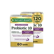 Ultra Strength Probiotic 10 by Nature's Bounty, Dietary Supplement, Advanced Support for Digestive Balance and Healthy Immune Function, 60 Count (Pack of 2)