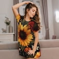 thumbnail image 3 of Naloa Sunflower Floral Butterfly Print Women Nightgowns,Womens Loungewear,Short Sleeve Sleepwear,Comfy Ladies Nightdress, 3 of 6