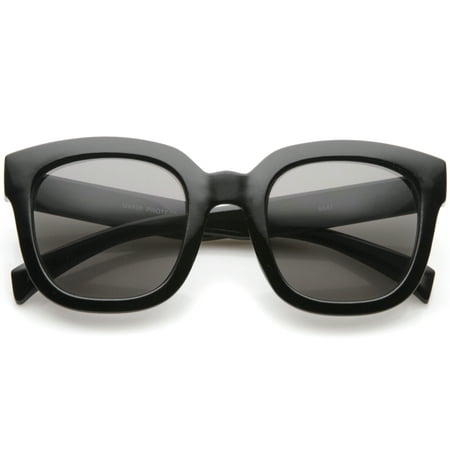 sunglassLA - Contemporary Oversize Chunky Horn Rimmed Tinted Lens Square Sunglasses (Black / Smoke) - 53mm