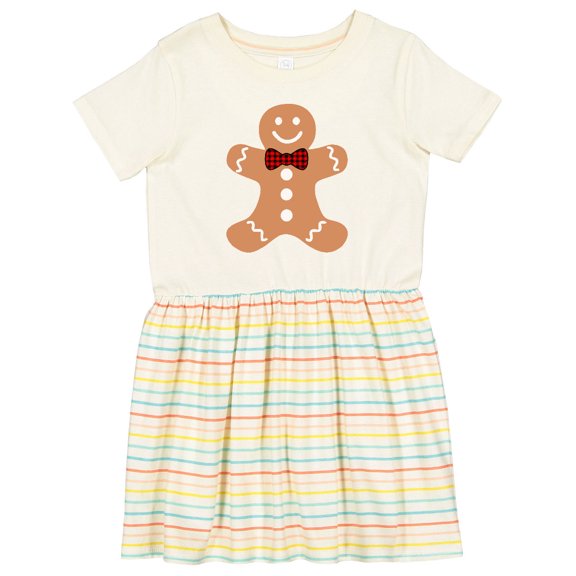 Inktastic Cute Gingerbread Man with Red Plaid Bowtie Girls Toddler Dress