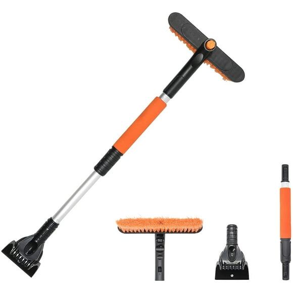 3 in 1 Car Snow Brush Detachable Removable Snow Brush Extendable with Ice Scraper and Egornomic Foam Grip Automobile Snow Shovel for Mirrors Engine Hood Roof on The Car SUV Truck W120015