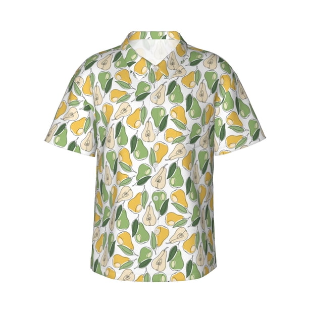 Balery Fruit Pears Camisas hawaianas de manga corta para hombre, camisas playeras de corte holgado, camisas de vacaciones con botones,X-Large