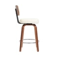thumbnail image 3 of ClinQ 26 inch Swivel Counter Height Bar Stools Set of 2, Faux Leather Seat with Back, Walnut Bentwood Legs and Metal Footrest, White-Sliver Footrest, 3 of 11