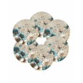 thumbnail image 7 of 13 Inch Round Placemats Set of 6, Teal Tulip Butterfly Non Slip Heat Insulation PP Table Mats, Beige Turquoise Floral Vintage Rustic Washable Place Mats for Kitchen Dining Party Table Decor, 7 of 7