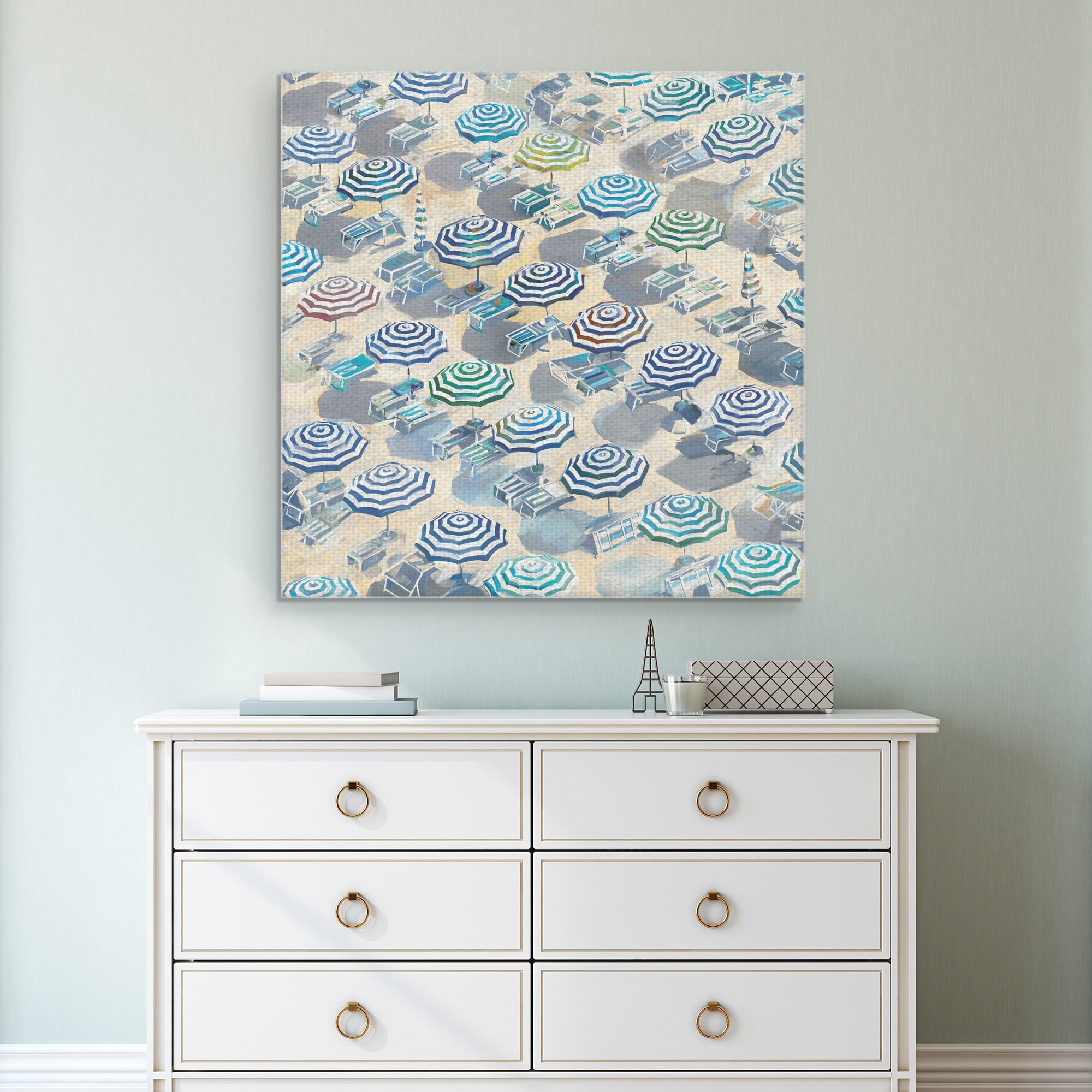 Masterpiece Art Gallery Birdseye Beach Umbrella Portrait by Studio Arts Canvas Art 35" x 35"