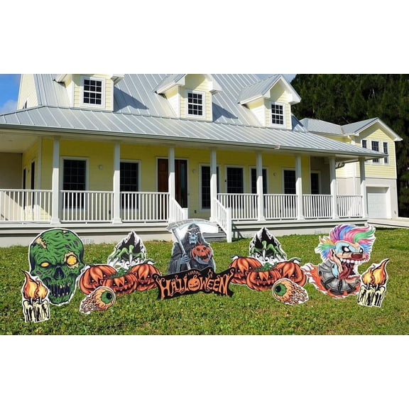 Large Scary Halloween Yard Card Set