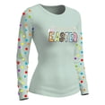 thumbnail image 4 of Women's Easter T-Shirt With Happy Easter Letter Print, Color-Block Polka Dot Pattern, Long Sleeve Light Green M, 4 of 4