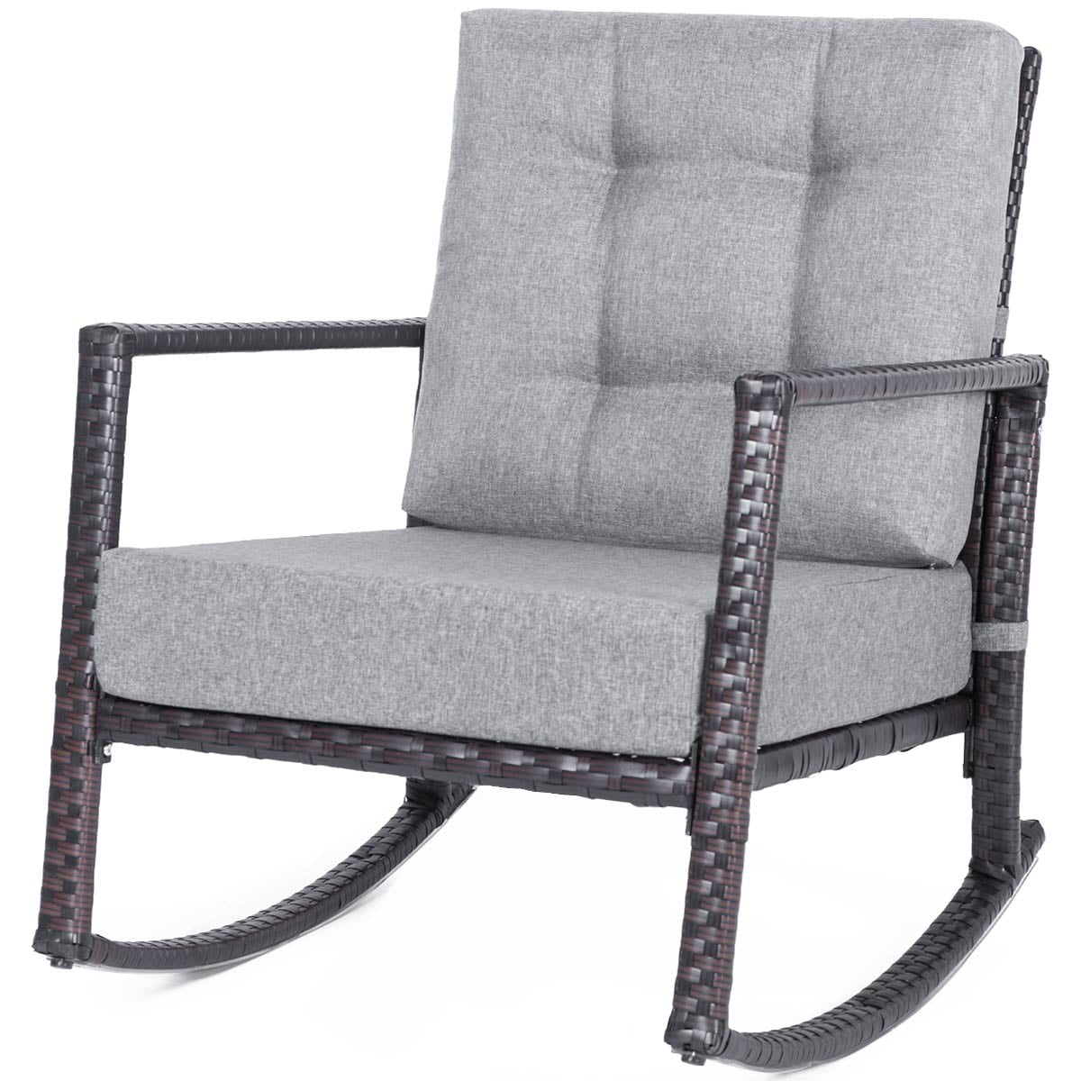 Outdoor Patio Furniture Clearance, SEGMART Patio Rattan Wicker Rocking Chair with Thick ...