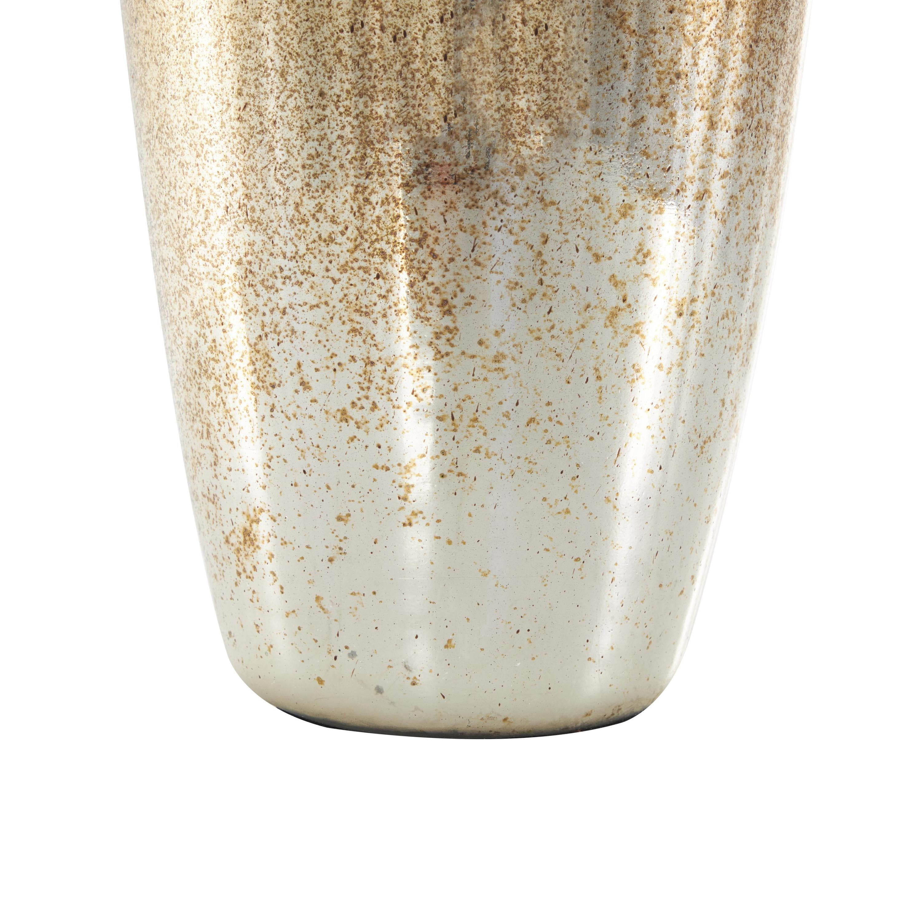 DecMode 6" x 17" Copper Glass Speckled Ombre Decorative Jars with Textured Top Knob and Gold and Beige Accents, 1-Piece