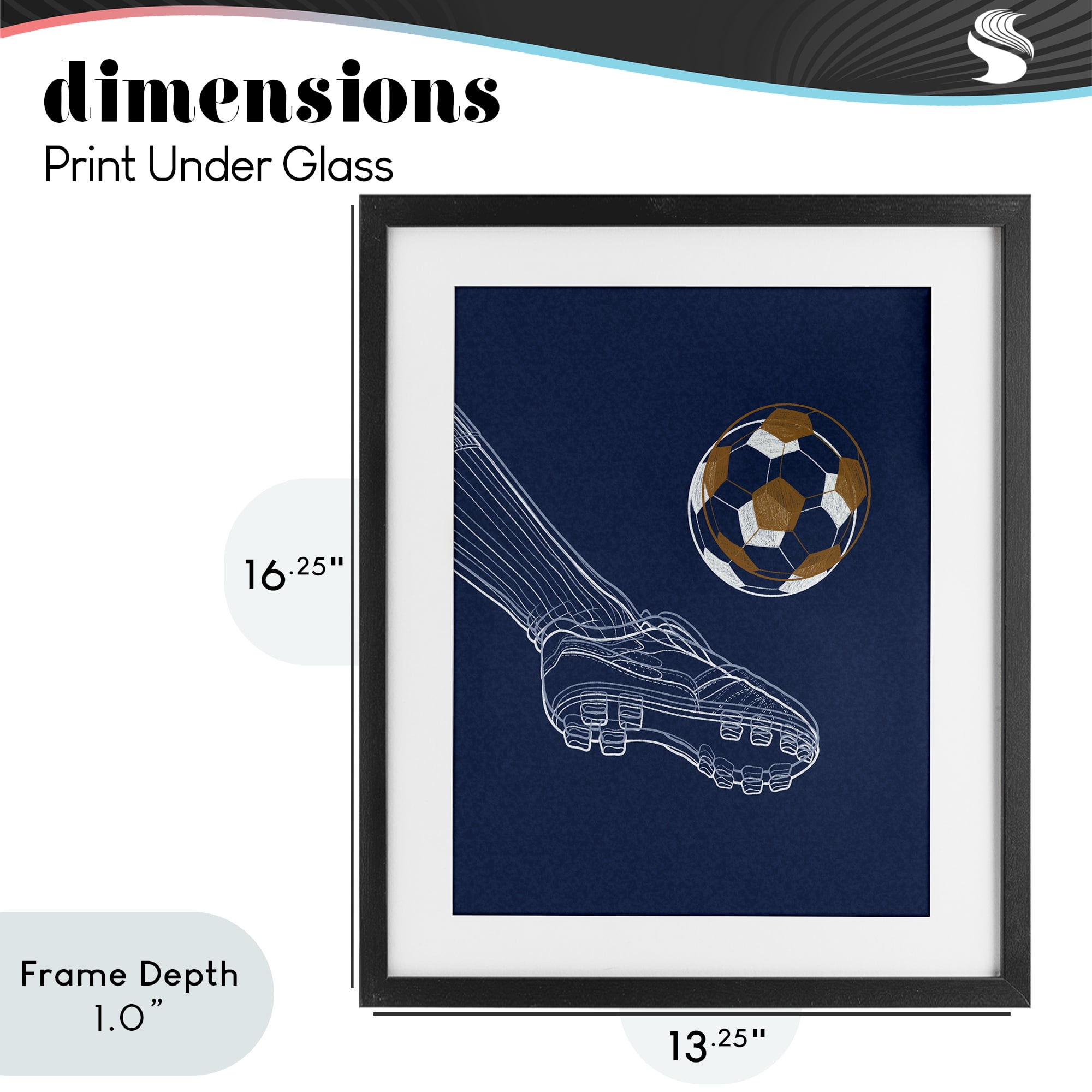 Stupell Industries Soccer Lines Contour Black Framed Print Under Glass, design by Marcus Prime