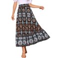 thumbnail image 4 of Falda Maxi Ruffle Boho de Cintura Alta Floral para Mujeres INSPIRE CHIC XL Negra, 4 of 7