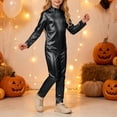 thumbnail image 5 of Otqutp Girls Mock Neck Zipper Jumpsuit Shiny Metallic Long Sleeve One Piece Bodysuit Fall Halloween Holiday Party Dress Up Clothing, 5 of 7