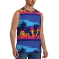 thumbnail image 2 of Balery Beach with Palm Trees Men's Sleeveless Muscle Shirts Workout Tank Top, Moisture Wicking, Odor Protection-Small, 2 of 8