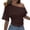 Coffee*, variant on Women's T-Shirt Summer Short Sleeve Blouse Off Shoulder Solid Color Slim Fit Casual Tops Classic Stylish Tees