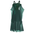 thumbnail image 4 of Zpanxa Halloween Costume Womens Gothic Witch Medieval Dress Plus Size Renaissance Cosplay Vintage Maxi Dress Long Sleeve Splicing Solid Retro Gown Button Irregular Dress Green XXL, 4 of 4