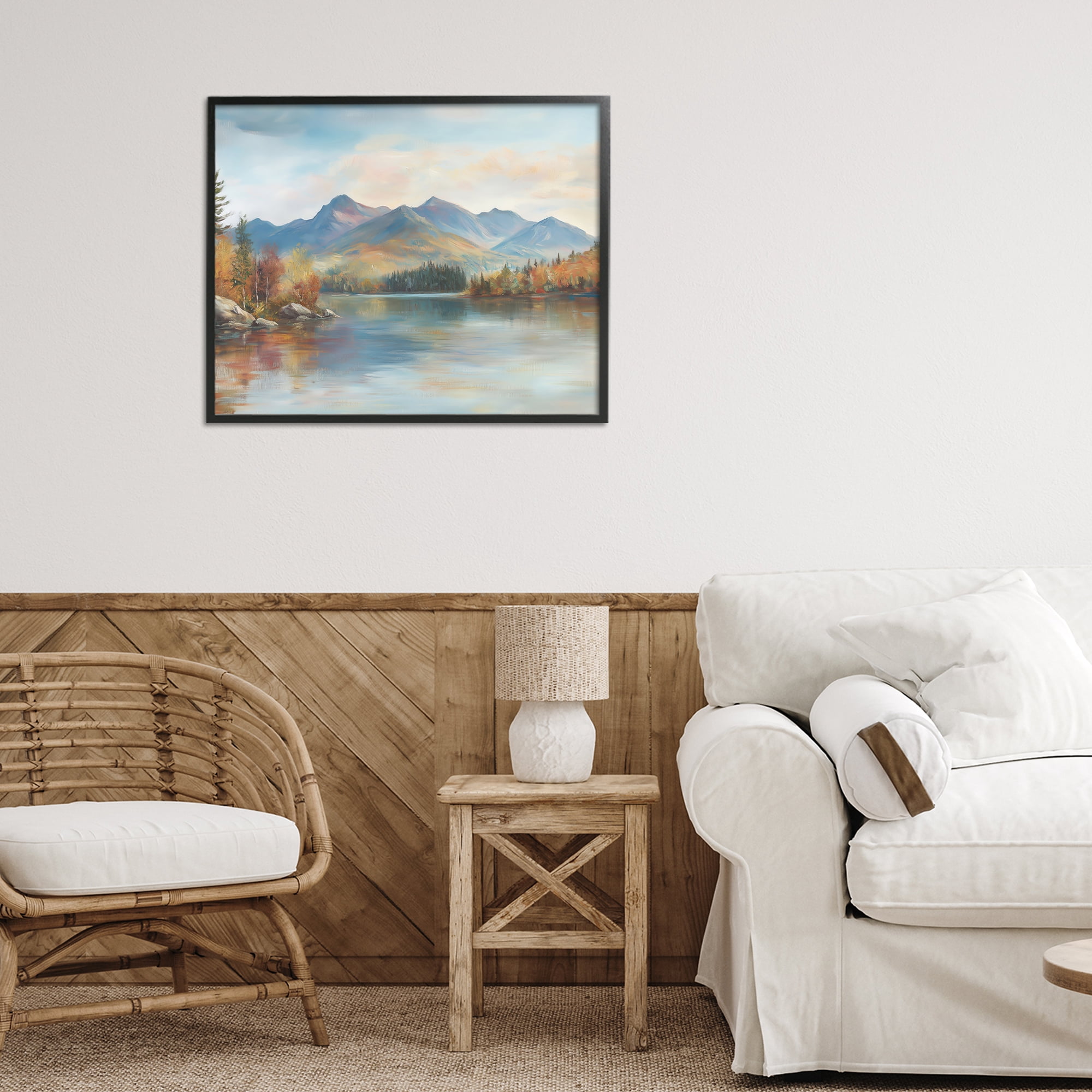 Stupell Industries Rustic Lake Landscape in Fall Black Framed Giclee Art, design by LSR Design Studio