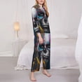 thumbnail image 3 of Fuzoiu Modern Abstract Colorful Skull Print Women's Long-Sleeved Pajama,Lounge Button Down Nightwear,Womens Notch Collar Pajama Set-XX-Large, 3 of 7