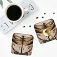 thumbnail image 4 of Honeii Vintage Dragonfly Artwork Print Leather Coaster Set of 4, Ideal for Safeguarding Your Furniture from Drinks Spills and Effortless Cleanup-Square, 4 of 6