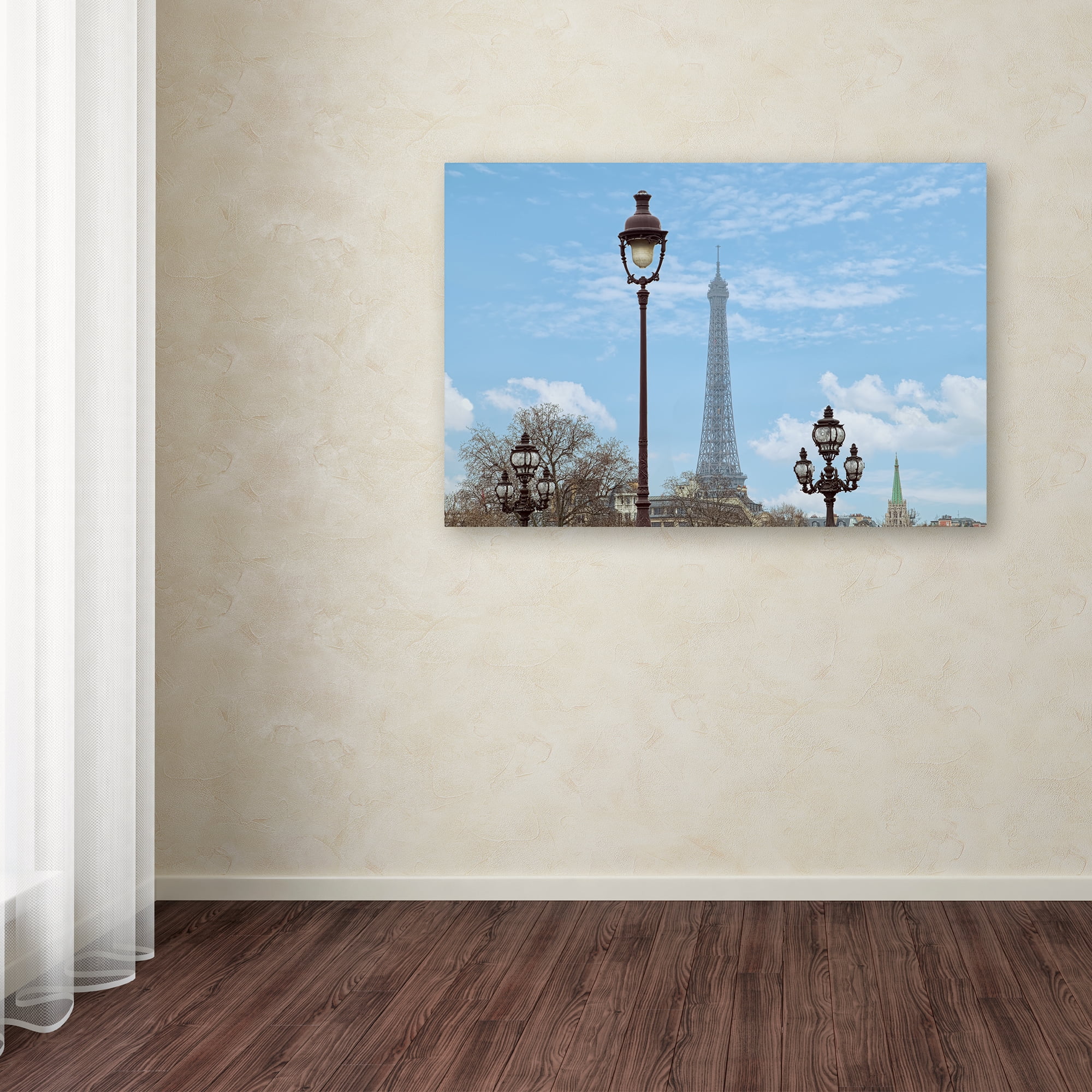 Trademark Fine Art 'Street Lamps And Eiffel Tower' Canvas Art by Cora Niele