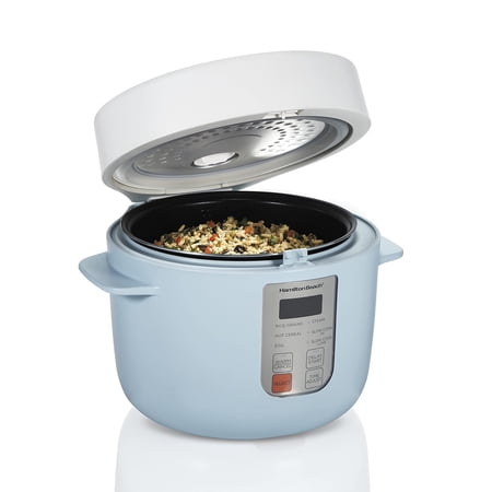 Digital Programmable Rice Cooker and Food Steamer 12 Cups Cooked with Slow Cook Hard-Boiled Egg Steam and Rinse Functions Blue Bestseling