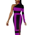 thumbnail image 3 of black and purple rectangles Half Dleeve Split Dress dress women summer long dress women summer party dresses women, 3 of 6