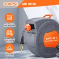 thumbnail image 3 of Pinypikaka Retractable Air Hose Reel 50/6582 FT x 3/8 IN with 5/6 FT Leads in Max 300 PSI, 180° Swivel Bracket Wall Mount Hybrid Air Compressor Hose Reel with Quick Coupler for Garage Workshop, 3 of 7
