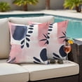 thumbnail image 4 of Pink Abstract Art Outdoor Waterproof Pillow Covers, Modern Geometric Navy Blue Art Decorative Square Throw Pillowcase Sofa Cushion Sham for Patio/Couch/Chair, 18"x18" 2 Pack, 4 of 8