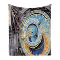 thumbnail image 1 of Clock Soft Flannel Fleece Blanket, Prague Astronomical Clock in the Old Town an European Medieval Landmark of City, Cozy Plush for Indoor and Outdoor Use, 50" x 70", Blue and Yellow, by Ambesonne, 1 of 6