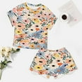 thumbnail image 4 of Floral Colorful Flower Pajamas Set Womens Loungewear Sleepwear 2 Piece PJ Sets, 4 of 7
