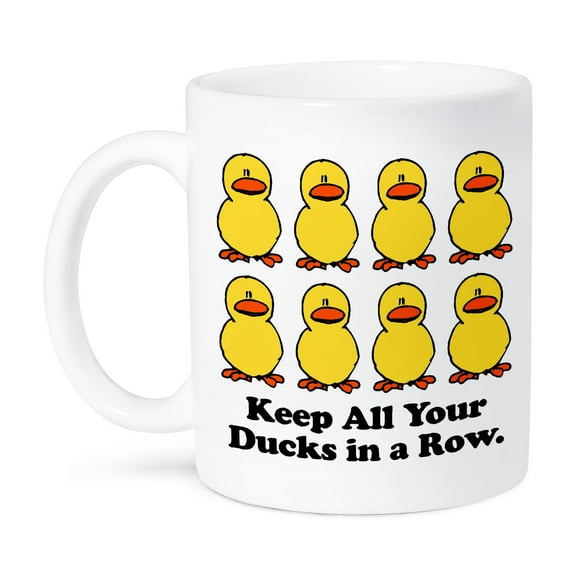 3dRose, Funny Keep All Your Ducks in a Row Cartoon Design, 15oz Mug