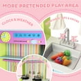 thumbnail image 6 of iYofe Wooden Pretend Play Kitchen Set for Toddler, Extra-Large Interactive Toy Kitchen w/Real Sounds, Oven, Sink, Curtain & 18 Accessories, Gift for Kid 3-6, Colorful, 6 of 8