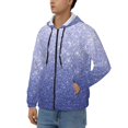 thumbnail image 3 of Wukai Glittering Blue Purple Print Men's Zip-Up Hoodie,Fleece Full-Zip Hoodie for Men, Hooded Sweatshirt-Small, 3 of 5