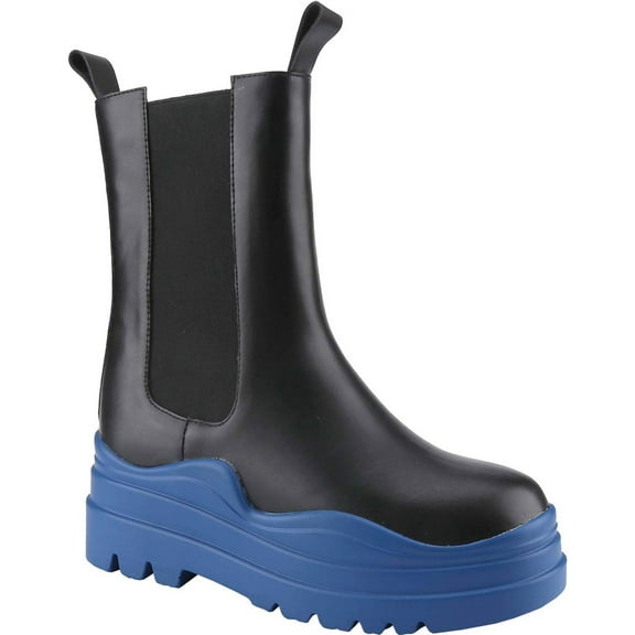 Women's Chelsea Boots Chunky Platform Heel Round Toe Ankle Boots Slip On Mid Calf Ankle Booties Fashion Streetwear Shoes