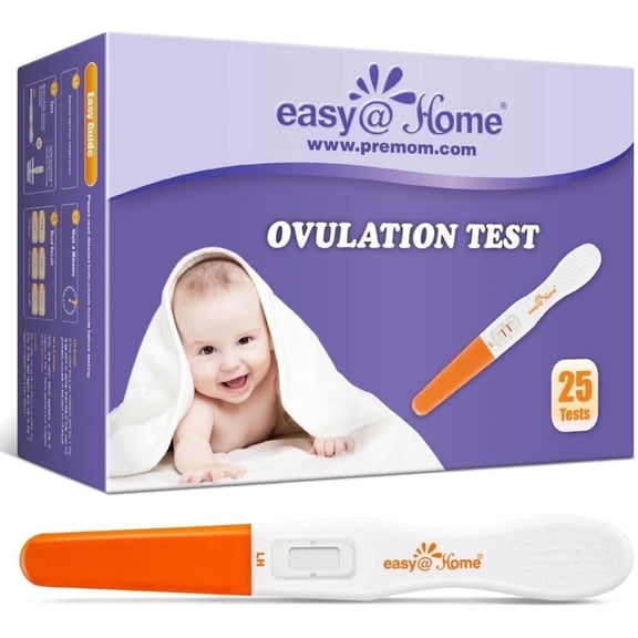 Easy@Home 25 Ovulation Predictor Kit Test Sticks, Powered by Premom App, Midstream, 25 Count
