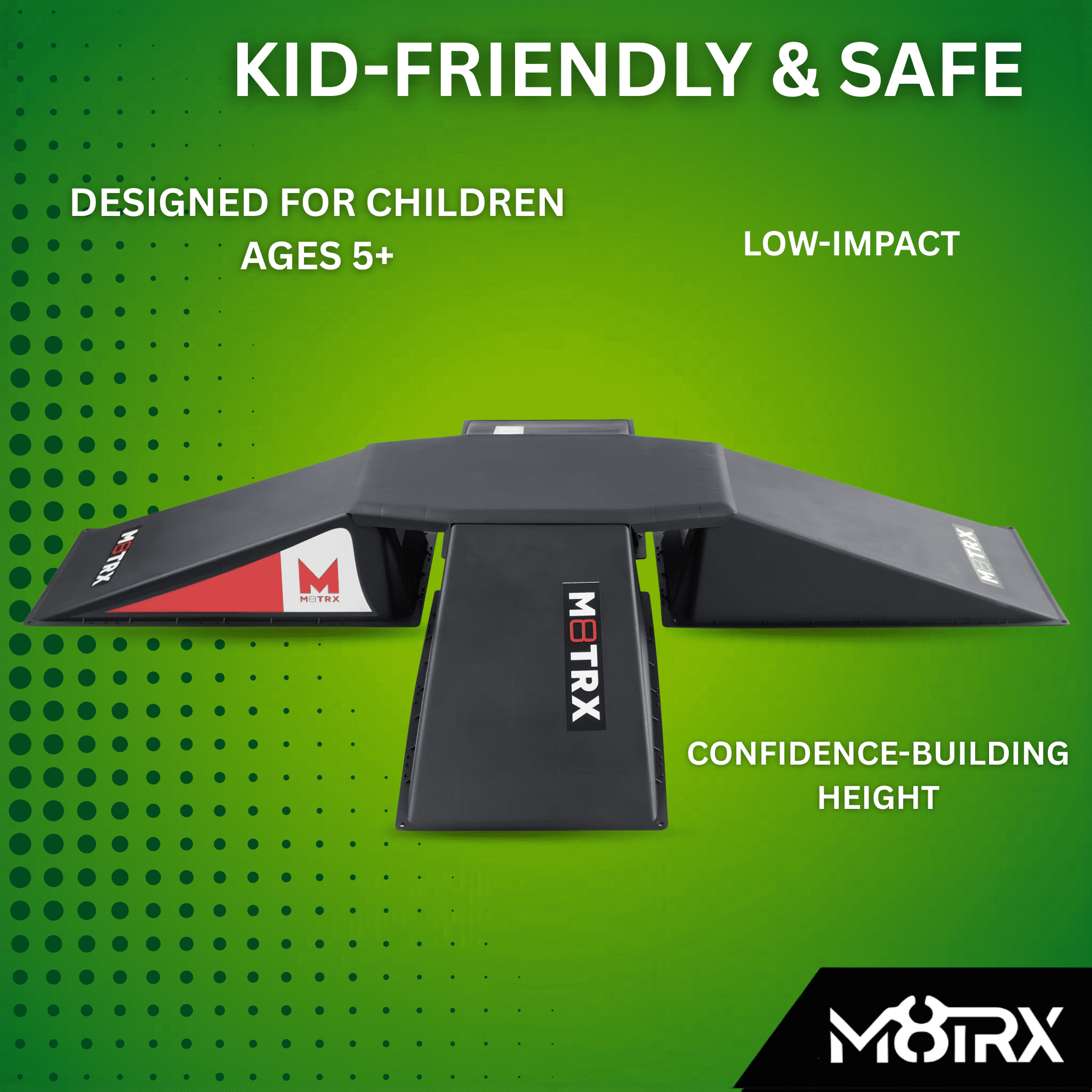 M8TRX SPORTS 4+1 Pyramid Ramp Set for Skateboards, Bikes, and Scooters, Ages 5+