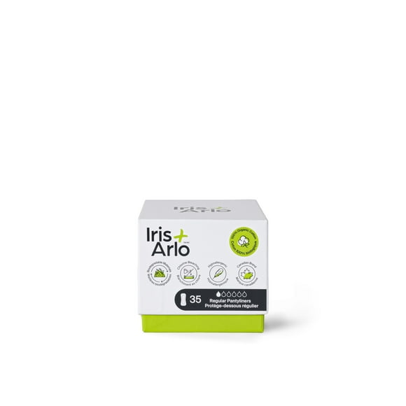 Iris + Arlo Organic Panty Liners, Regular, 100% Cotton, Chemical-Free, Non-toxic, No plastic (35 Count)