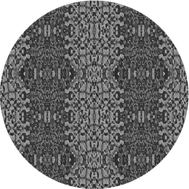 Ahgly Company Tapis Rond Lavable en Machine Intérieur Transitionnel Gris Canon, 3 Pieds Rond