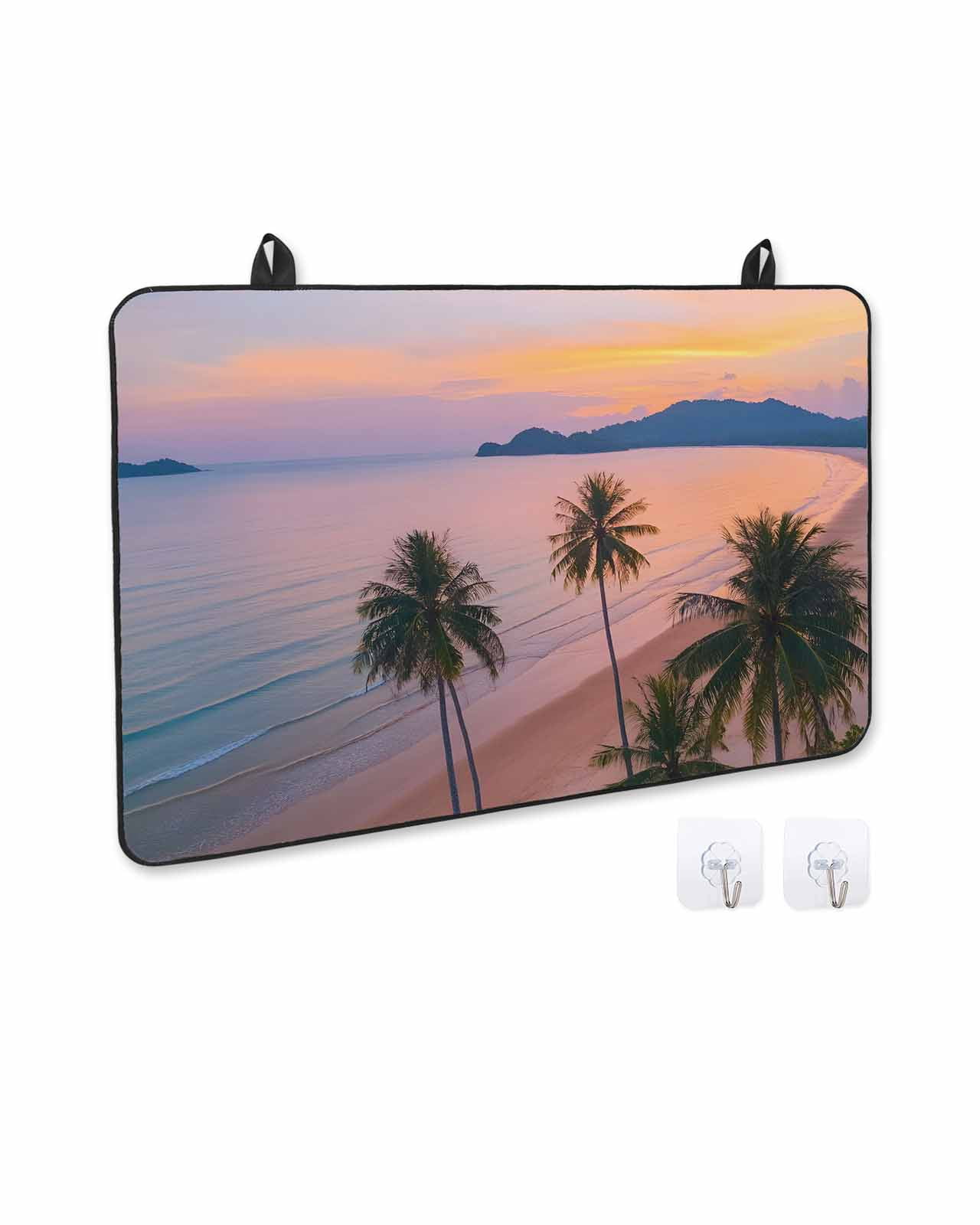 nqOlkjepod Large Induction Cooktop Protector Mat 36"x21", Beach Stove Top Covers for Electric Stove, Palm Tree Ocean Sunset Nature Sky Cloud Scenery Stove Burner Cover Mats, Glass Top Stove Cover