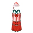 thumbnail image 2 of iiniim Kids Girls Christmas Set Sleeveless Bowknot Striped Sequin Leotard with Hat for Festival Party Size 6-16 A Red 10, 2 of 7